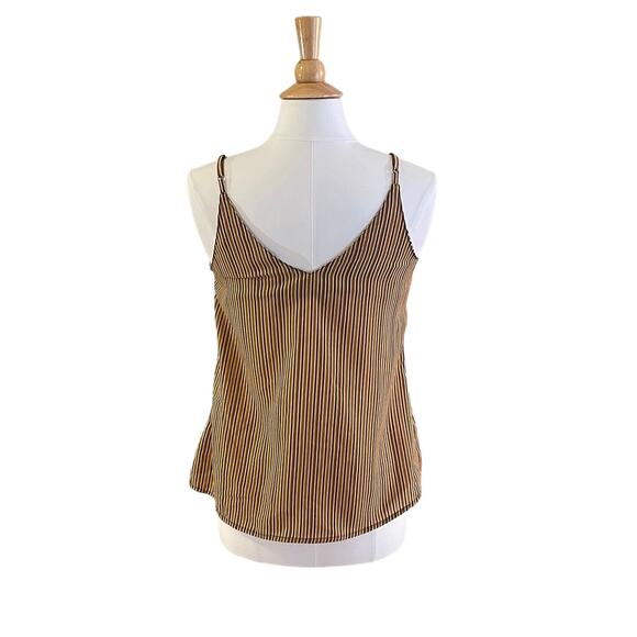 Japna Neutral Brown Striped Satin Cami / Camisole, Size M - Picture 4 of 12
